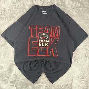 Gear for sports Team Elk Bold red yellow letter 3d graphic black t shirt size M